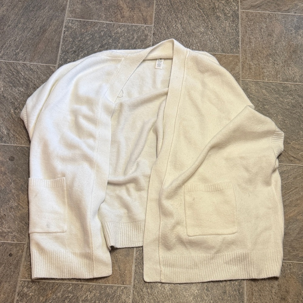 Aerie Cream Open-Front Cardigan